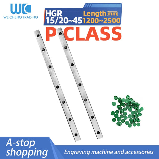 2pcs 1200mm-2500mm P Class HGR15 HGR20 HGR25 HGR30 HGR35 HGR45 Square Linear Guide Rail  Slide Carriages CNC Router Engraving