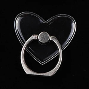 PC 2pcs s Finger Ring Mobile Phone Smartphone Stand Holder Round Phone Ring Transparent Heart holder Star Socket Car Mount Stand