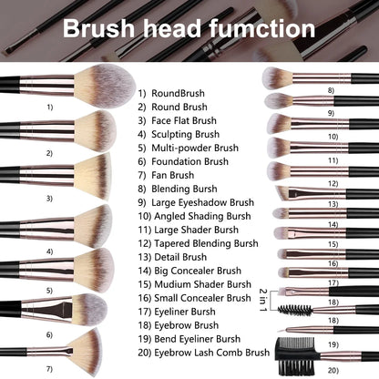 3-20PCS Makeup Brushes Set Foundation Eye Shadow Blush Highlighter Concealer Brush Female Beauty Tool Beauty Sponges Thumb Puffs