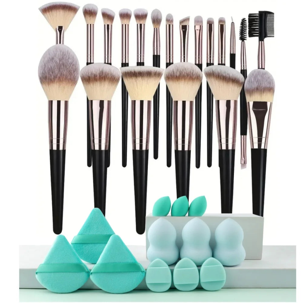 3-20PCS Makeup Brushes Set Foundation Eye Shadow Blush Highlighter Concealer Brush Female Beauty Tool Beauty Sponges Thumb Puffs