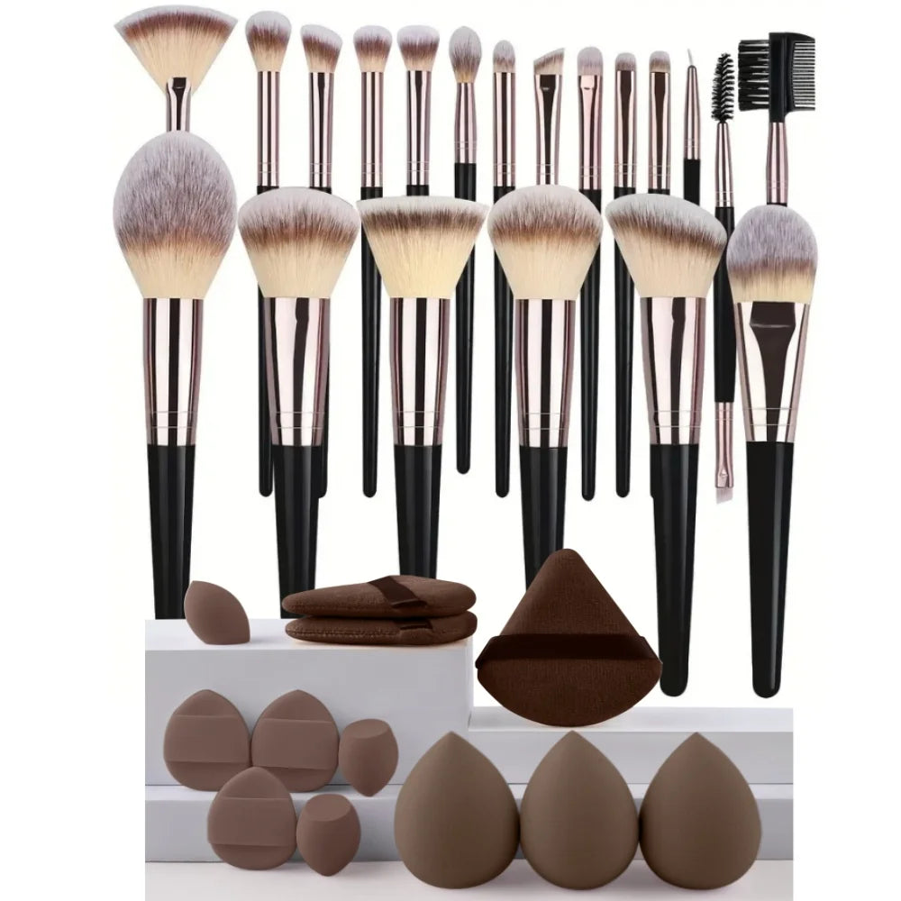 3-20PCS Makeup Brushes Set Foundation Eye Shadow Blush Highlighter Concealer Brush Female Beauty Tool Beauty Sponges Thumb Puffs