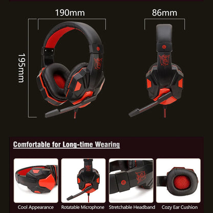 PC3.5mm Wired Gaming Headphones With Microphone 120° Adjustable PC Bass Ste