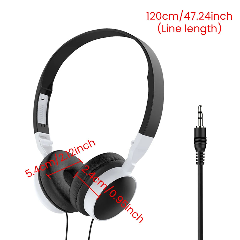 PC3.5mm Wired HD Sound Headphones Over Ear Headset Bass Stereo Foldable Adj