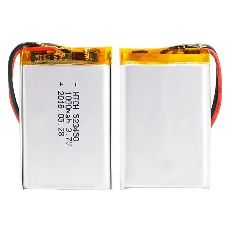 3.7V 1000mAh 523450 Polymer Lithium Rechargeable Battery Li-ion Battery for Smart Phone DVD MP3 MP4 Led Lamp