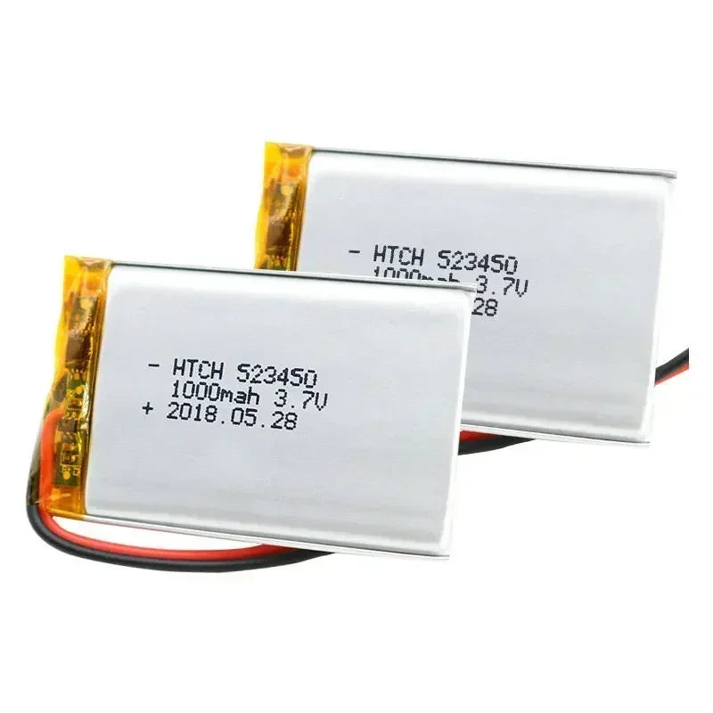 3.7V 1000mAh 523450 Polymer Lithium Rechargeable Battery Li-ion Battery for Smart Phone DVD MP3 MP4 Led Lamp