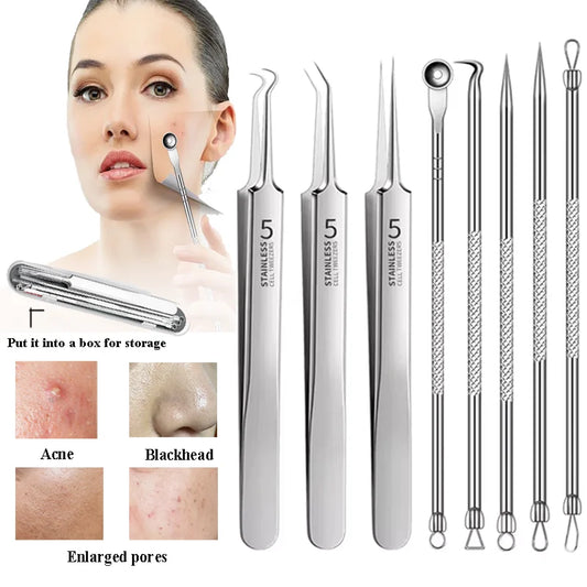 3-8pcs Stainless Steel Acne Needles Blackhead Remover Tools Pore Cleansing Tools Professional Facial Care Beauty Tools