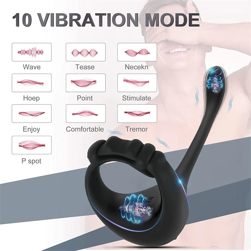 3 In 1 Cock Vibrator Penis Ring Butt Anal Plug Male Prostate Massager Stimulator Wireless Remote Cocking Sex Toys  Men Adults