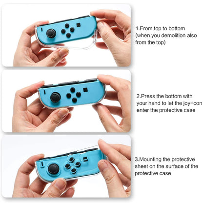 3 In 1 Protective Case Cover Dockable Clear Shock-Absorption Anti-Scratch Protector  Nintendo Switch Tpu Soft Joy-Con Case