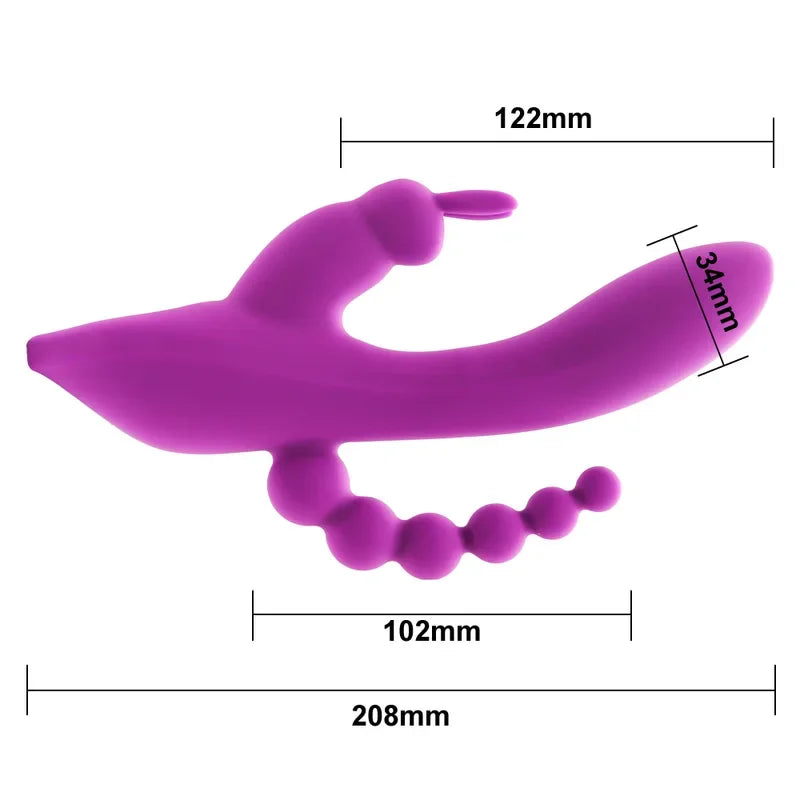 Gtooza3 In 1  Rabbit Vibrators Woman  Massage Anal Beads Sex Toys  Adults G-Spot Stimulation Female Masturbator gtooza.com