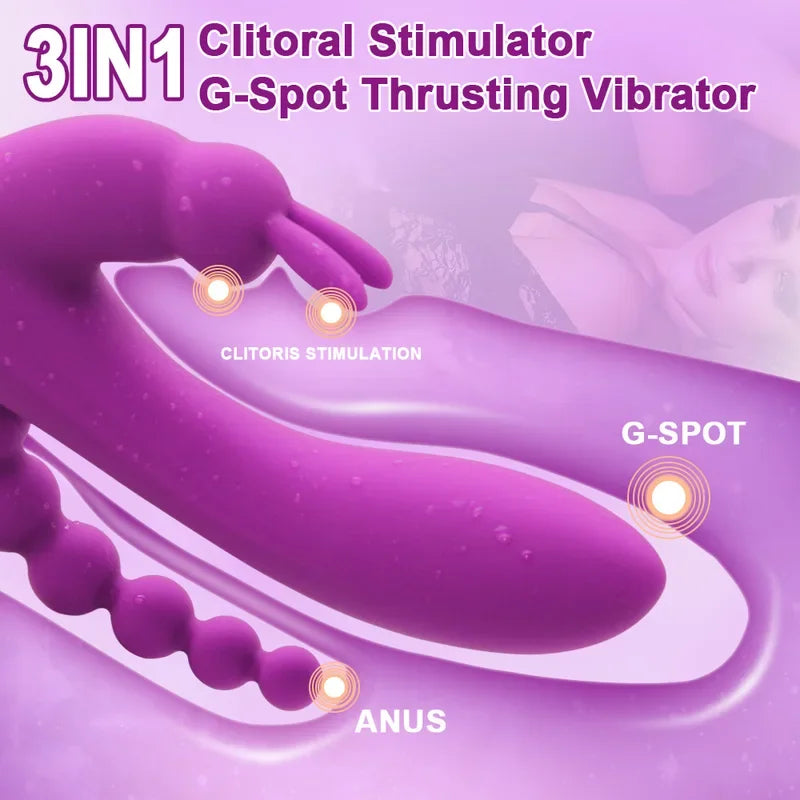 Gtooza3 In 1  Rabbit Vibrators Woman  Massage Anal Beads Sex Toys  Adults G-Spot Stimulation Female Masturbator gtooza.com