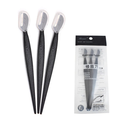 3 Pcs Eyebrow Trimmer Face Razor Eyebrow Portable Blades Shaver Knife Hair Remover Set Makeup Eyebrow Profiler Tools