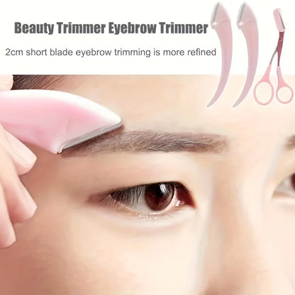 3-Piece Eyebrow Trimmer Set, Eyebrow Scissors with Comb and Curved Eyebrow Trimmer Tool, Simple Eyebrow Shaping Tool