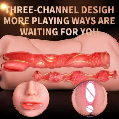 3 in 1 Artificial Male Masturbator Cup Realistic Vaginal Real Oral Vagina Anal Silicone Ass Sex Toys  Men Masturbation