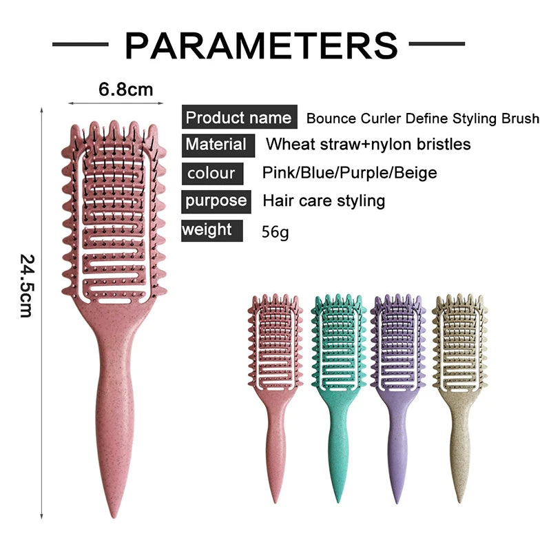 3 in 1 Curl Define Styling Brush Hollow Out Detangling Hair Brush Tangled Hair Comb Shaping Defining Curls Barber Styling Tools