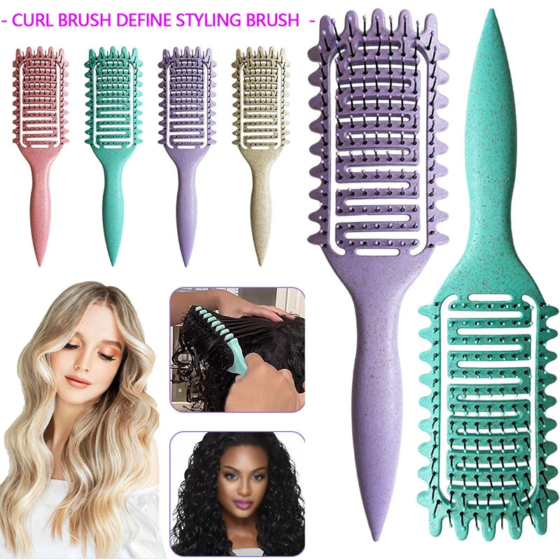 3 in 1 Curl Define Styling Brush Hollow Out Detangling Hair Brush Tangled Hair Comb Shaping Defining Curls Barber Styling Tools