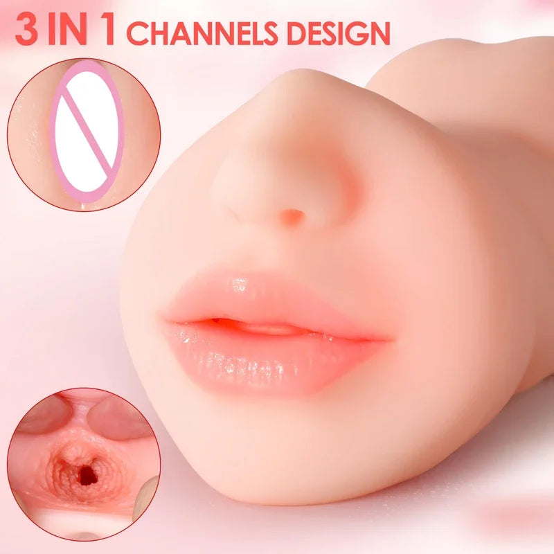 Gtooza3 in 1 Male Masturbator Pocket  with Realistic Mouth Textured Vagina and Tight  Sex Toys  Men