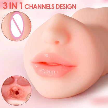 Gtooza3 in 1 Male Masturbator Pocket  with Realistic Mouth Textured Vagina and Tight  Sex Toys  Men