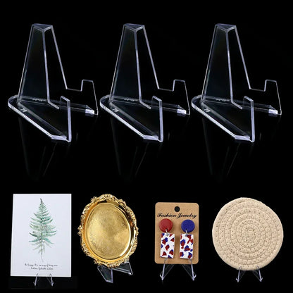 30/1PCS Transparent Triangle Display Stand For Business Card Coin Challenge Medal Support Rack Clear Acrylic Mini Holders