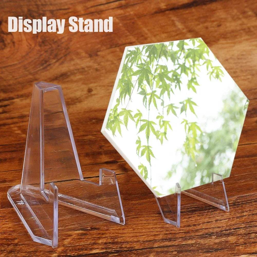 30/1PCS Transparent Triangle Display Stand For Business Card Coin Challenge Medal Support Rack Clear Acrylic Mini Holders