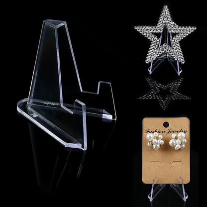 30/1PCS Transparent Triangle Display Stand For Business Card Coin Challenge Medal Support Rack Clear Acrylic Mini Holders