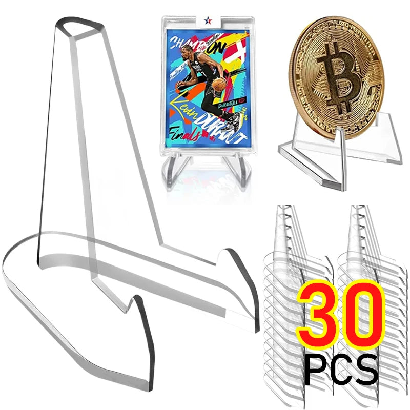 30/1PCS Transparent Triangle Display Stand For Business Card Coin Challenge Medal Support Rack Clear Acrylic Mini Holders