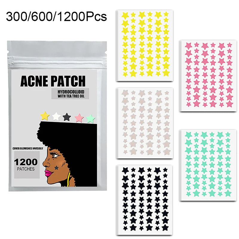 300/600/1200 PCS/SET Star Pimple Patch Acne Colorful Invisible Acne Removal Skin Care Stickers Concealer Face Spot Beauty