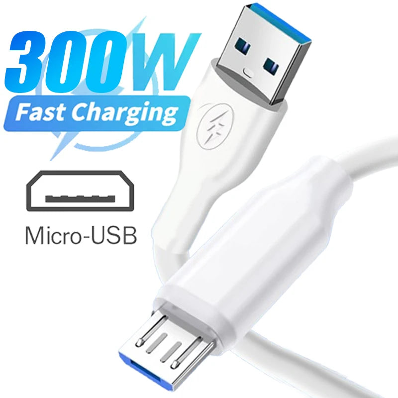 300W USB A To Micro USB Fast Charging Charger Cables For Android Phones Tablet Samsung Huawei Google Xiaomi Quick Charge Cord