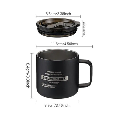 PC 350ml Insulated Camping Mug Stainless Steel Coffee Mugs With Lid Outdoor