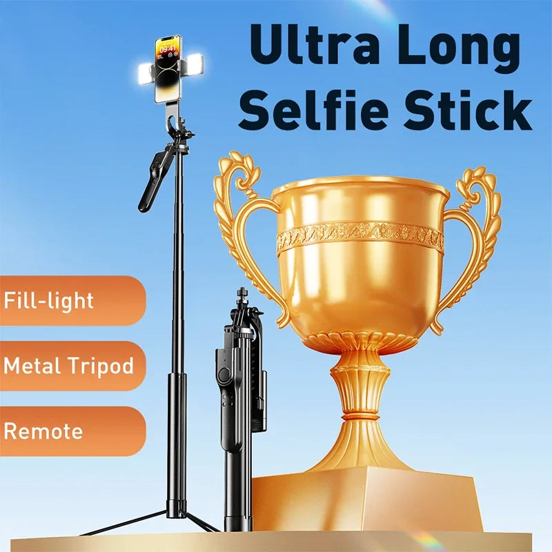 PC360°Auto Rotatable Fill Light Selfie Stick Tripod Extendable Wireless Blu