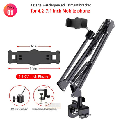 PC360 Degree Long Arm Tablet Holder Stand  4.7To 12.9 inch Tablet Smartphon