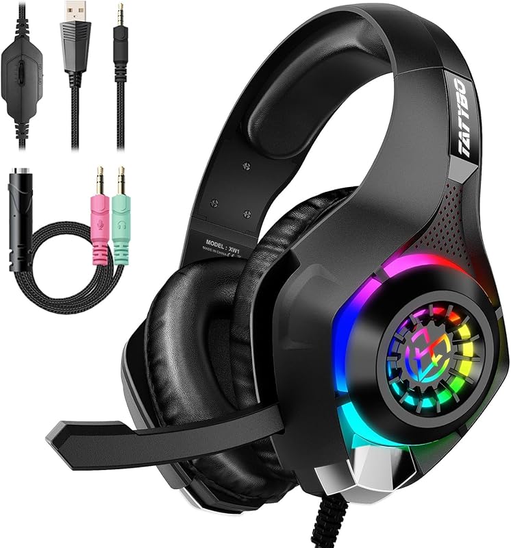 Gaming Headset for PC, Ps5, Switch, Mobile, Gaming Headphones for Nintendo with Noise Canceling Mic, Deep Bass Stereo Sound