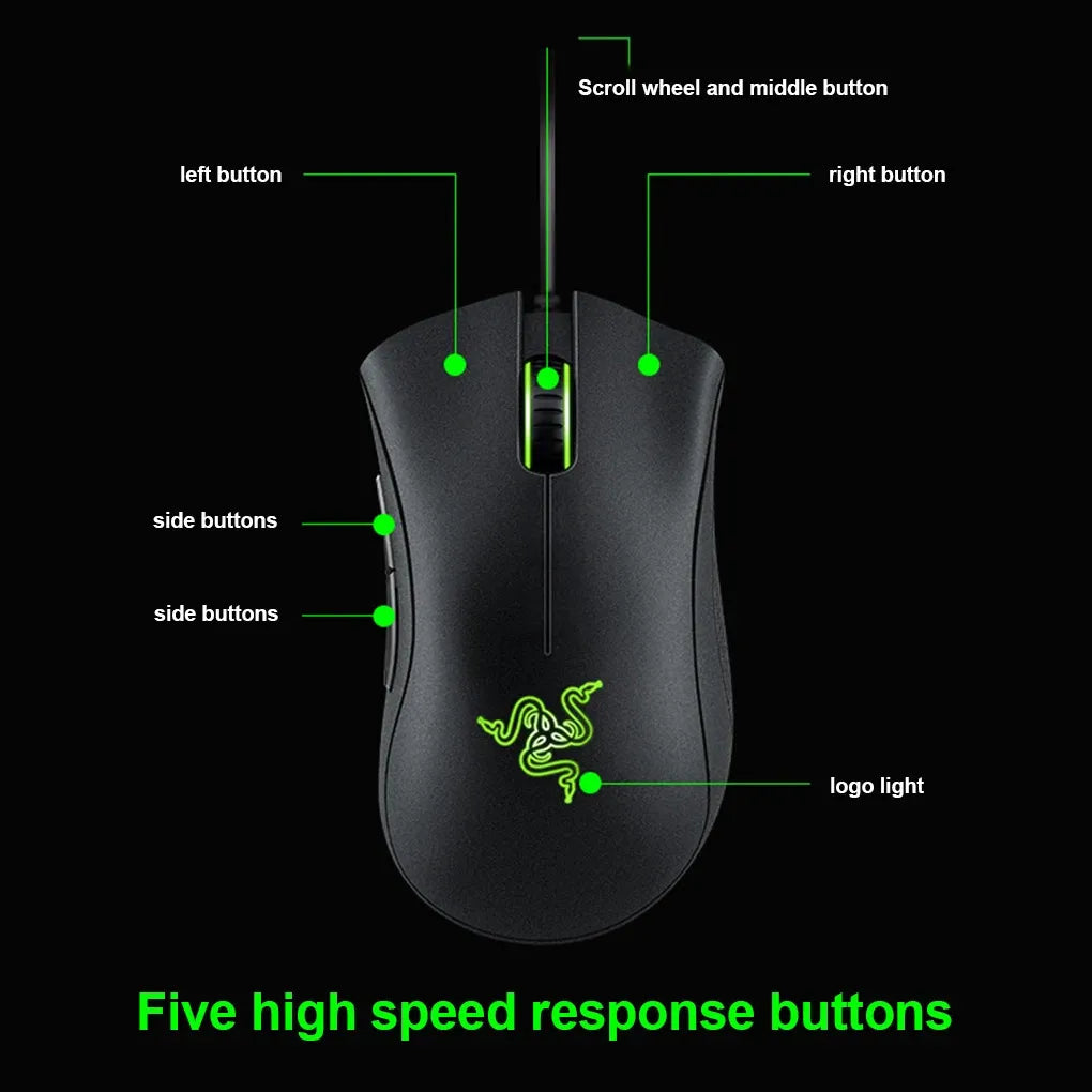 PCWired Gaming Mouse Programmable LED Backlit Mechanical Mice 6400DPI Ergon