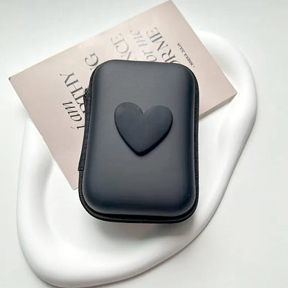 PC 3D Love Heart Headphone Data Cable Storage Bags Charger Power Bank Rectangular Box Zipper Bag Pocket Pouch