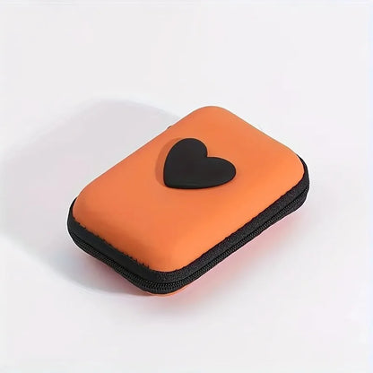 PC 3D Love Heart Headphone Data Cable Storage Bags Charger Power Bank Rectangular Box Zipper Bag Pocket Pouch