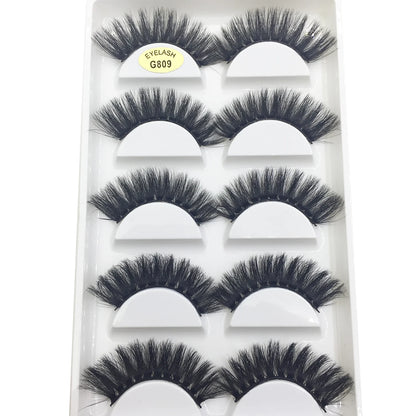 3D Mink False Eyelashes, Soft Lash, Wispy, Fluffy Lashes, Natural Makeup, Faux Beauty, Wholesale, 10 Boxes, 5 Pairs