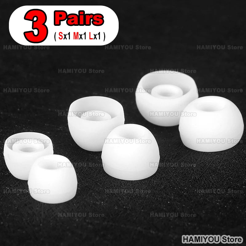 PC 3Pairs LMS Silicone in-Ear Headphone Eartip Wired Earphone Noise Reduction Replacement Earplug Ear Plugs Soft Earbuds Cap White