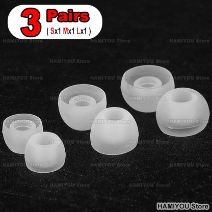 PC 3Pairs LMS Silicone in-Ear Headphone Eartip Wired Earphone Noise Reduction Replacement Earplug Ear Plugs Soft Earbuds Cap White