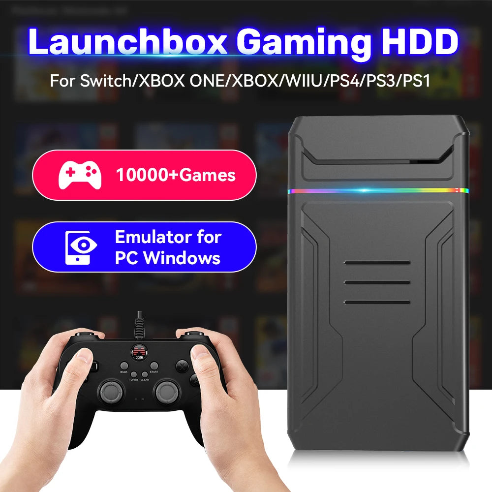 3T Game Hard Drive Launchbox Gaming HDD with 10107 AAA PC/3D Games  XBOX/XBOX ONE/PS4/PS3/PS2/SWITCH/WiiU Retro Game Console