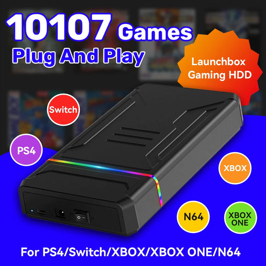 3T Game Hard Drive Launchbox Gaming HDD with 10107 AAA PC/3D Games  XBOX/XBOX ONE/PS4/PS3/PS2/SWITCH/WiiU Retro Game Console