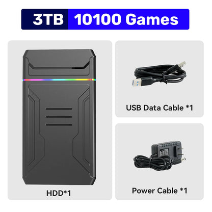 3T Game Hard Drive Launchbox Gaming HDD with 10107 AAA PC/3D Games  XBOX/XBOX ONE/PS4/PS3/PS2/SWITCH/WiiU Retro Game Console