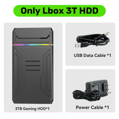 3T Gaming HDD Launchbox OS Retro Game Console  XBOX/PS4/Switch/PS3/PS2/PS1/WiiU/Wii/DC with 10107 Games  Windows PC/Laptop