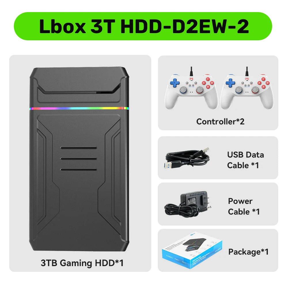 3T Gaming HDD Launchbox OS Retro Game Console  XBOX/PS4/Switch/PS3/PS2/PS1/WiiU/Wii/DC with 10107 Games  Windows PC/Laptop