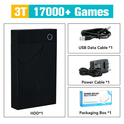 3TB Gaming Emulation Hard Drive With 17000 Retro/PC Games Launchbox Retrobat Playnite Gaming HDD For PS4/PS3/Switch/WIIU/N64/PS1