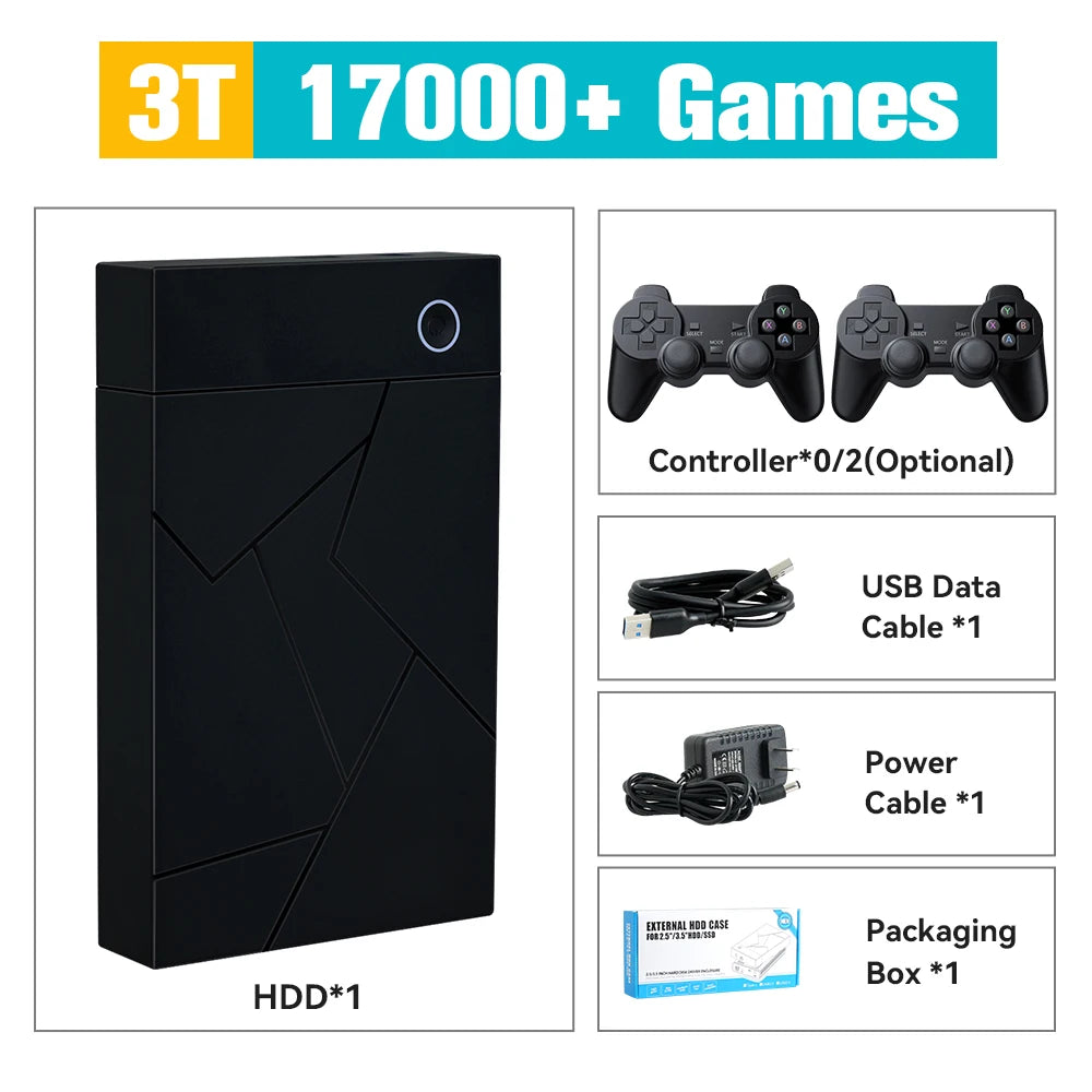 3TB Gaming Emulation Hard Drive With 17000 Retro/PC Games Launchbox Retrobat Playnite Gaming HDD For PS4/PS3/Switch/WIIU/N64/PS1