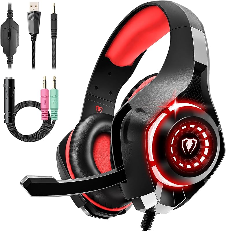 Gaming Headset for PC, Ps5, Switch, Mobile, Gaming Headphones for Nintendo with Noise Canceling Mic, Deep Bass Stereo Sound