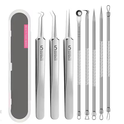 4-11Pcs Ingrown Hair Tweezers Acne Blackhead Removal Needles Black Dots Cleaner Pore Cleaner Deep Cleansing Face Skin Care Tools