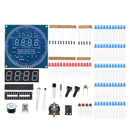 4/6-Digit Rotating Digital DIY Clock Kits with Acrylic Shell 51 DIY Alarm Clock Soldering Practice Kit for Learning Electronics