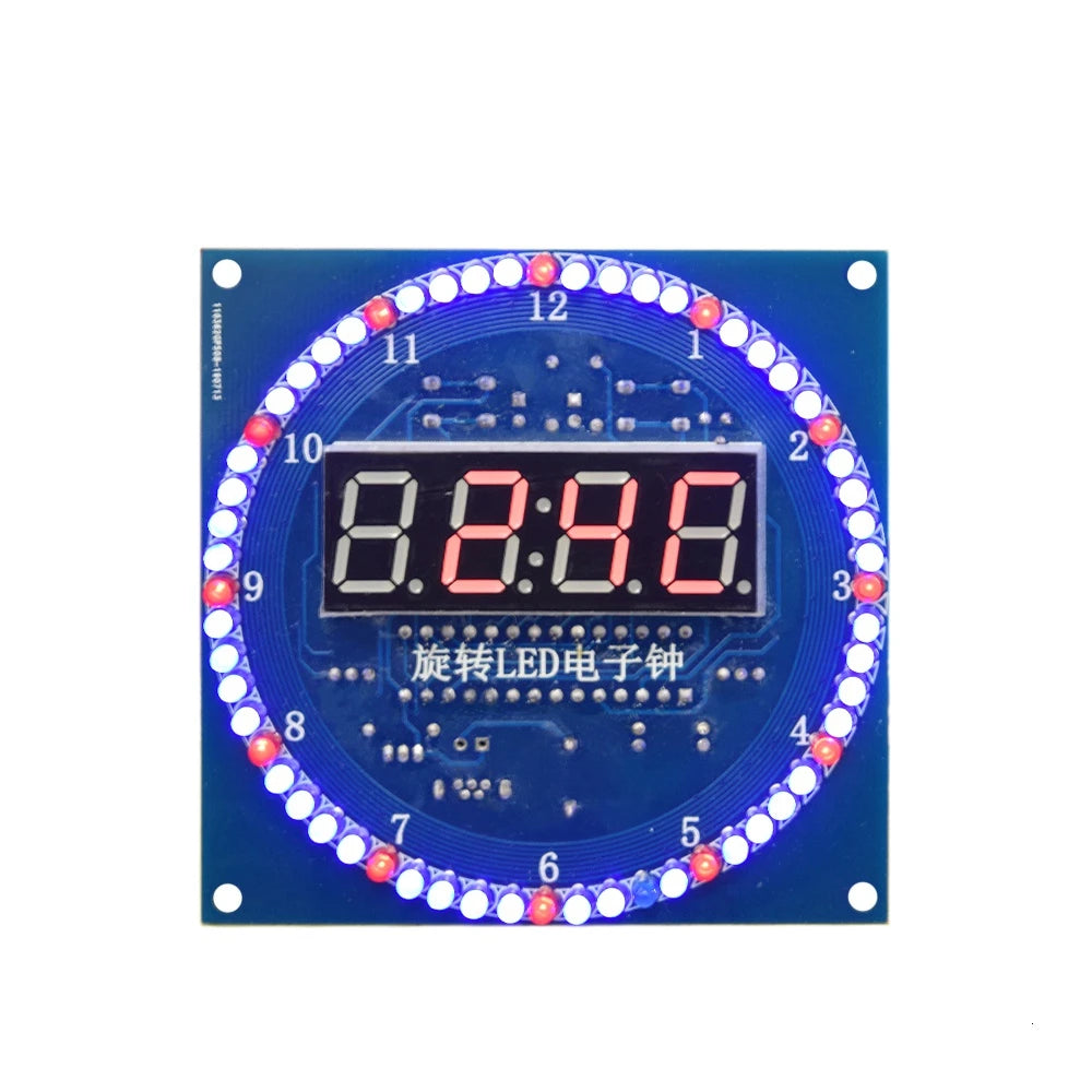 4/6-Digit Rotating Digital DIY Clock Kits with Acrylic Shell 51 DIY Alarm Clock Soldering Practice Kit for Learning Electronics