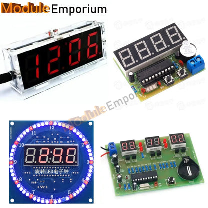 4/6-Digit Rotating Digital DIY Clock Kits with Acrylic Shell 51 DIY Alarm Clock Soldering Practice Kit for Learning Electronics