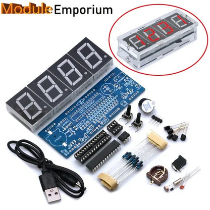 4/6-Digit Rotating Digital DIY Clock Kits with Acrylic Shell 51 DIY Alarm Clock Soldering Practice Kit for Learning Electronics